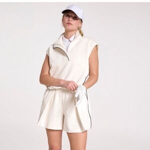 NWT CALIA Golf Quarter zip  Sleeveless Set Top & Shorts Sz XL ivory